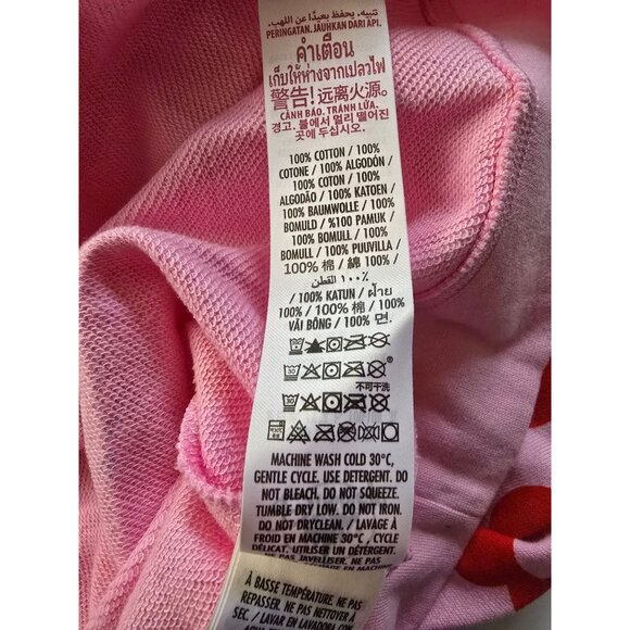 Disney Minnie Mouse Pink Crewneck Sweatshirt With Red Floral Print Large NWT New - Picture 8 of 9